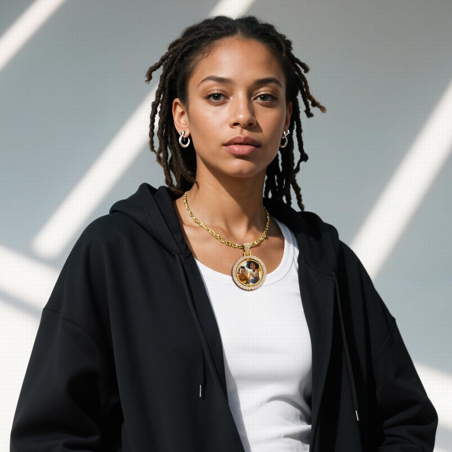 Personalized Photo Locket Necklace: Handmade Daisy Polymer Clay Pendant