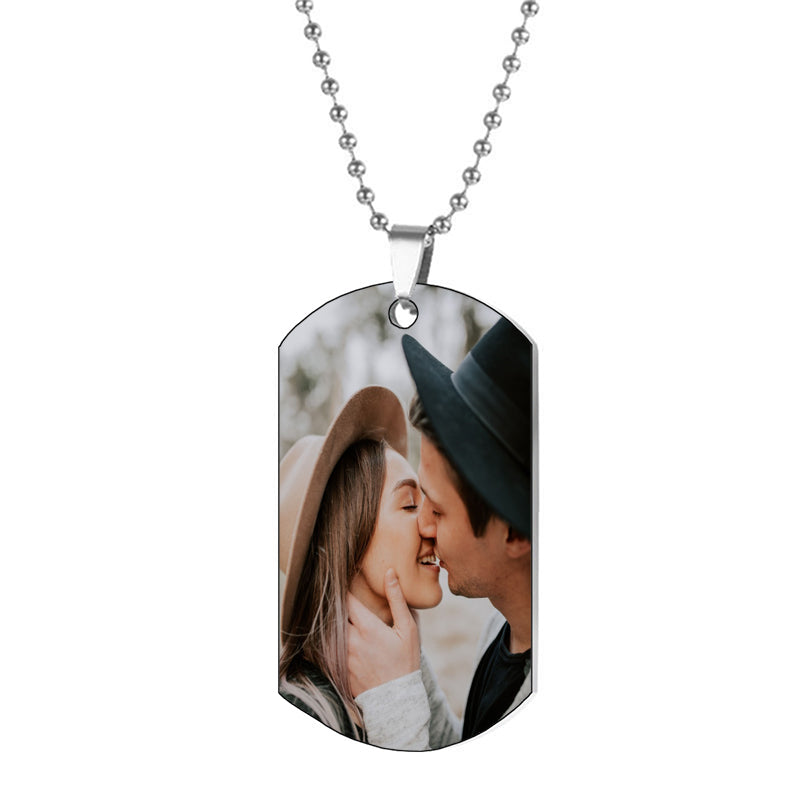 Engraved Necklace for Men, Personalized Engraved Necklace, Customized Necklace, Military Dog Tag Pendant With Cuban Link Chain, Custom Gifts