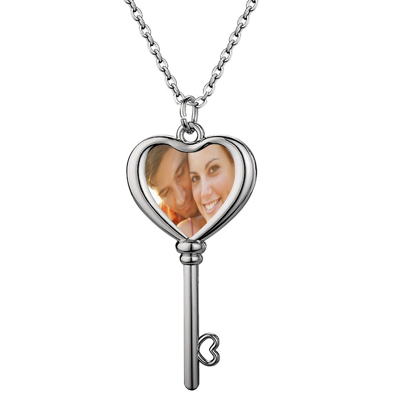 Custom Cross Photo Necklace With Heart,Personalized Photo Necklace,Cross Pendant With CZ,Heart Necklace With CZ,Christmas Gift,Birthday Gift