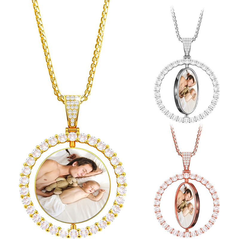 Birth flower necklace made of stainless steel with birthstone, personalized name necklace, double-sided engraving, gift for birthday, Christmas