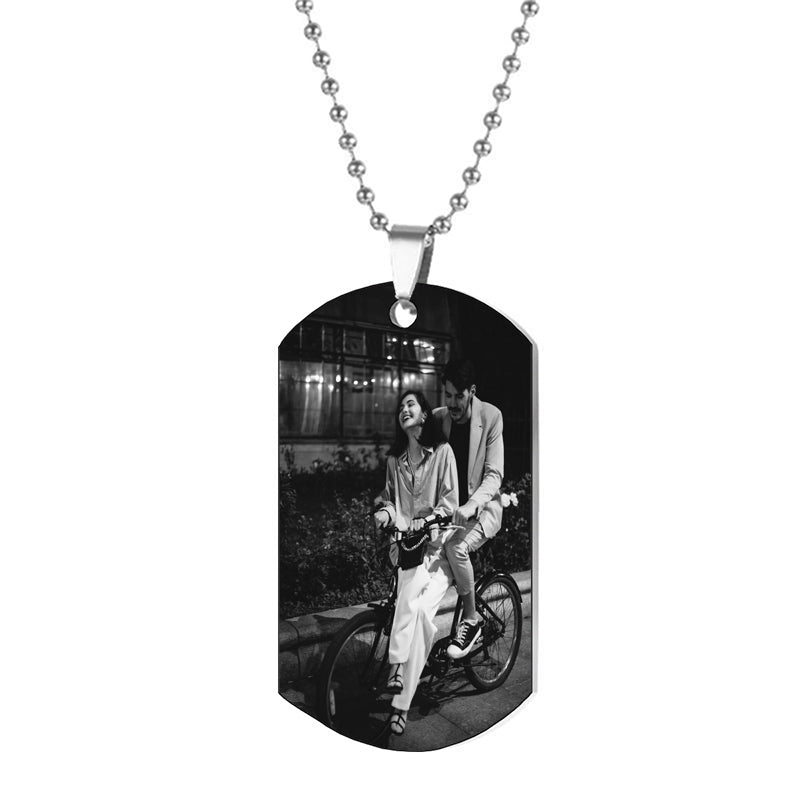 Personalized PICTURE NECKLACE Photo Locket Round Necklaces Birthday Gift for Him Dad Men Her Women Couple Girlfriend Rose Custom Engraved