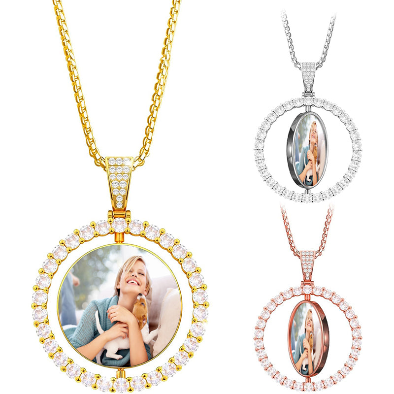 Personalized Photo Locket Necklace - Customized with your Photo, up to 3 - Bronze, Silver, Rose , Gunmetal - Round Custom Photo Locket