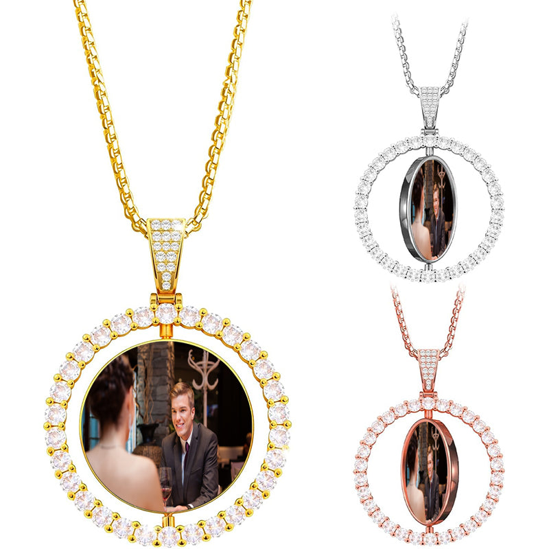 Heart Photo Projection Necklace, Personalized Memorial Necklace For Grandma, Hidden Photo Necklace, Heart Silver Necklace For Grandchildren