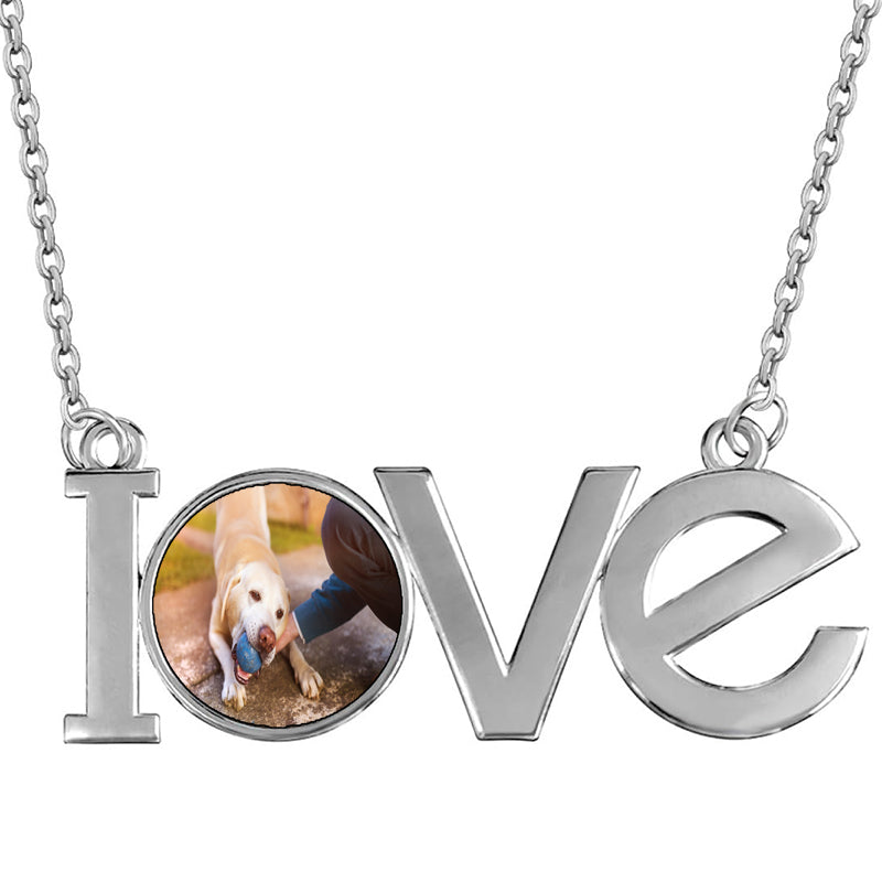 PERIMADE Butterfly Photo Projection Necklace ? Personalized Picture Inside Blue Pendant ? Sterling Silver Wedding Jewelry ? Best Friend Gift