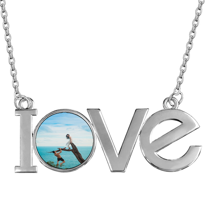 Personalized Dog Tag Pendant Necklace, Customized Necklace for Women with Picture Customize Engraving Text Photo Necklaces for Memorial Birthday Boyfriend Gifts