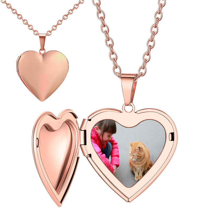 Handmade Dried Pressed Flower Heart Shaped Photo Locket Pendant Necklace