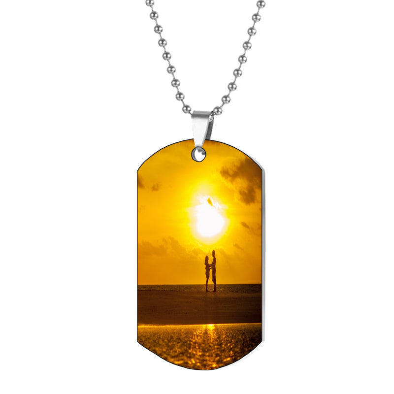 Personalized Photo Necklace: Custom Engraved Aluminum Necklace Keychain