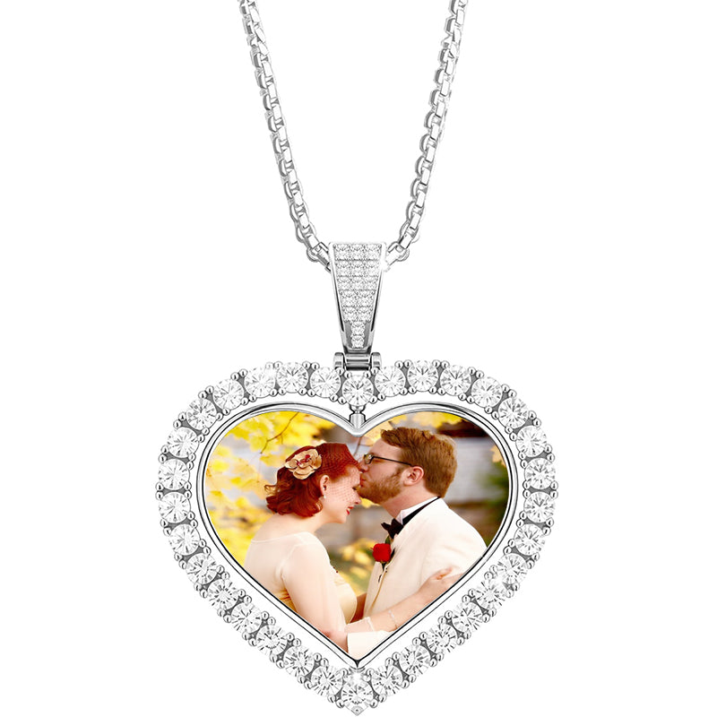 Personalized Men's Photo Locket Necklace,Custom 2 Photo Pendant with Text, Gift for Husband, Boyfriend, Dad, Memorial Keepsake,Gift for Him