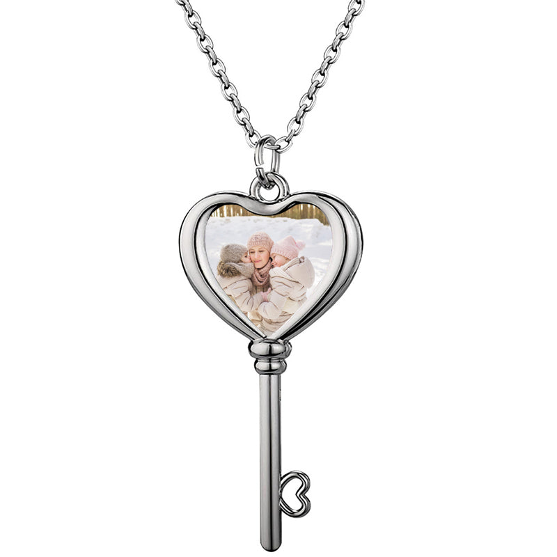 Personalized Cross Necklace with Picture Inside, Custom Projection Picture Necklace, Custom Name Photo Necklaces Jewelry for Fathers Day Memorial Gifts for Men Women Dad Grandpa Husband Boyfriend (Silvery)