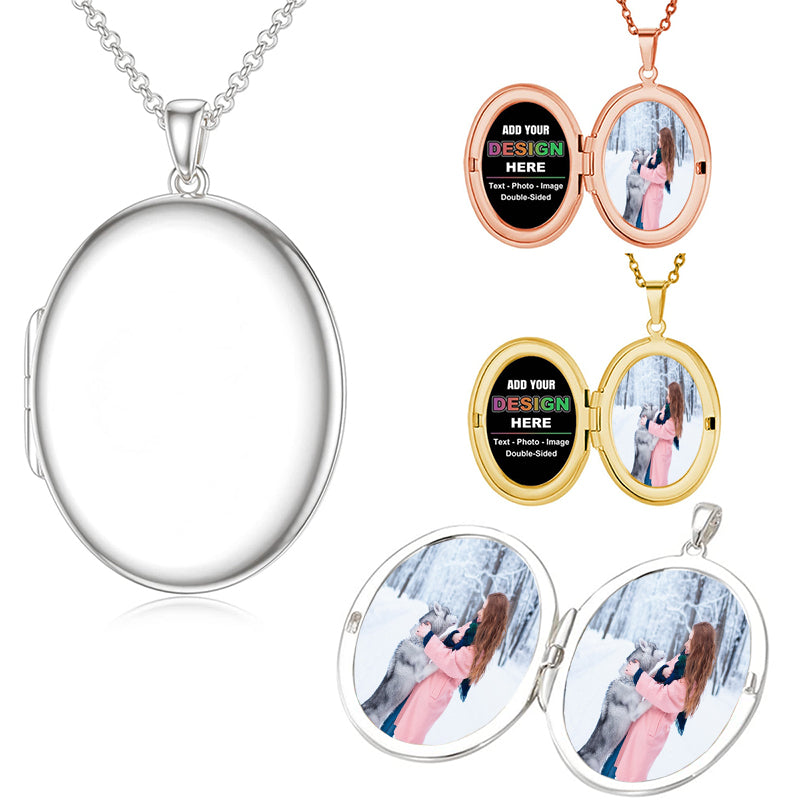 Personalized Photo Necklace for Men Custom Picture Pendant with Circle Chain Photo Necklace with Picture Inside Memorial Keepsake Gift