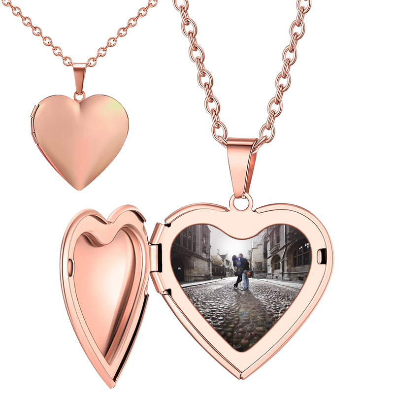 Personalized Custom Photo & Text Cremation Urn Necklace Heart Urn Necklace for Ashes Cremation Keepsake Jewelry Stainless Steel Memorial Pendant Necklace Black&Silver
