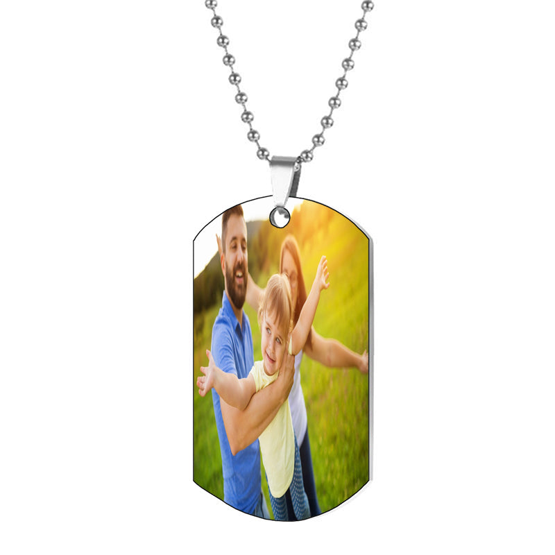 Custom Photo Dog Tag Locket ? Personalized Engraved Pendant ? Add 2 Pictures Inside ? Silver or Black Stainless Steel Necklace