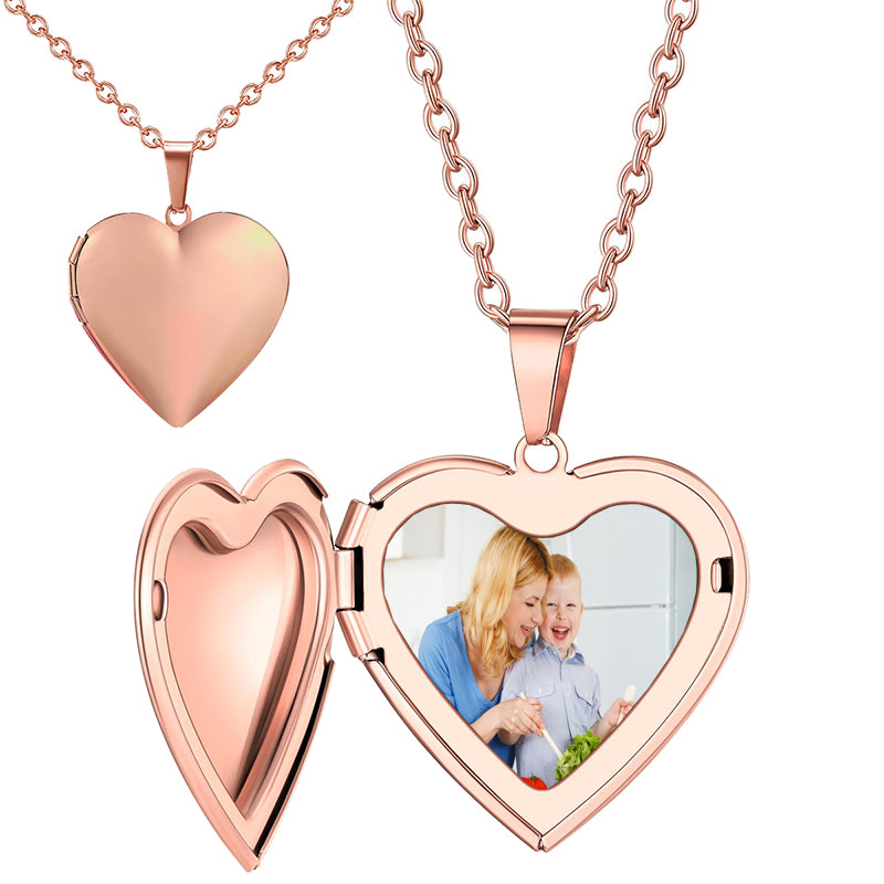 Custom Locket Necklace for Women Personalized Heart Necklace with Picture Inside Custom Photo Heart Pendant Engraved Gift for Birthday Anniversary Mom Girlfriend