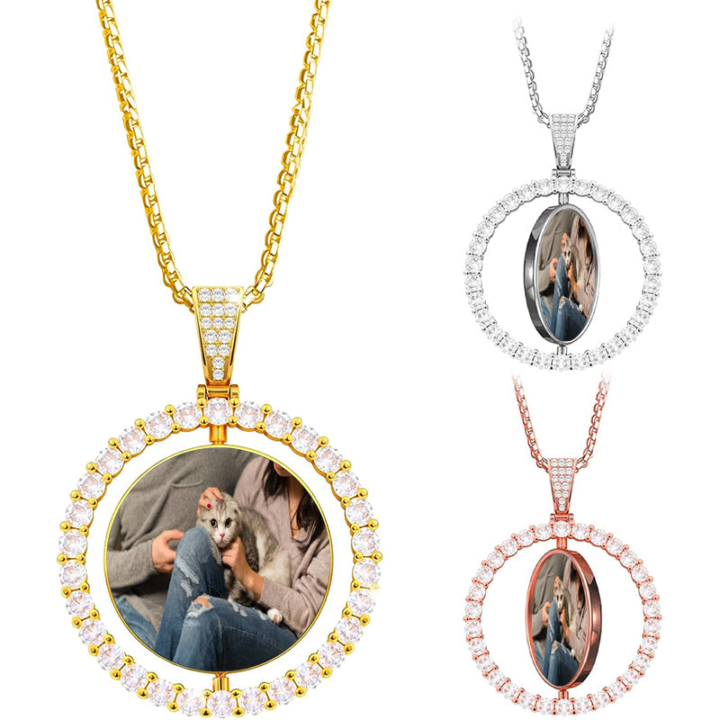 Personalized Family Portrait Necklace, Custom Photo Engraved Oval Pendant , Plated Memorial Gift, Anniversary Gift for, Wife, Grandma