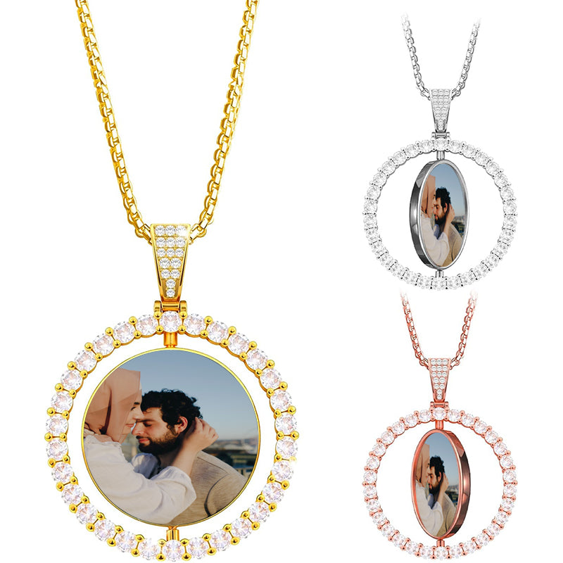 Custom Photo Necklace, Silver Engraved Image Necklace, Personalized Picture Necaklce, Personalized Portrait Necklace, Anime Necklace