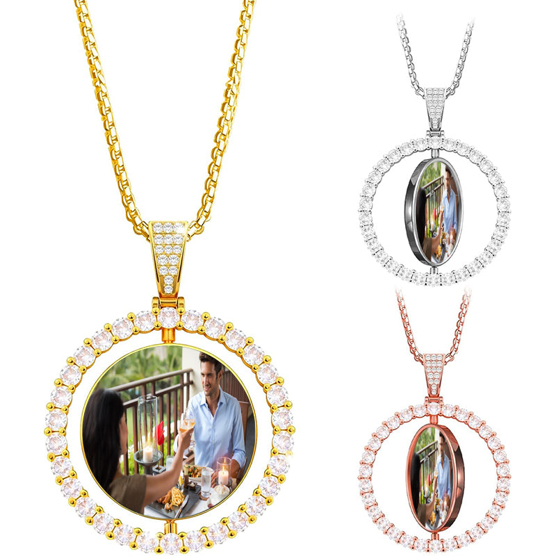 Custom Engraved Logo Necklace, Personalized Enamel Color Picture Photo Drawing Necklace Jewelry, Name Portrait Design Wedding Necklace Gift