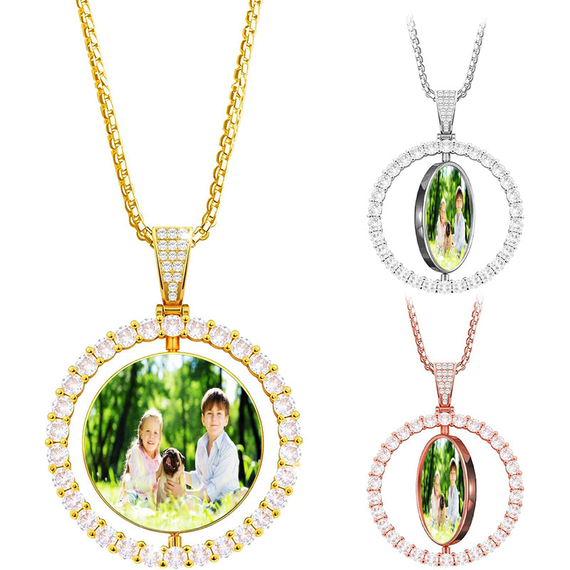 Personalized Initial Picture Necklace for Women, Projection Necklace with Picture Inside, /Silver Letter Pendant Necklace, Custom Photo Gifts for Mom Wife Birthday Valentines