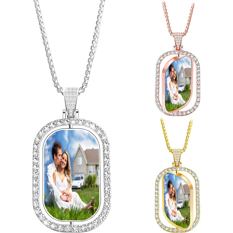 Personalized Ashes Necklace for Women Men Custom Engraving Photo & Text Cremation Jewelry Urn Necklace for Ashes Memorial Keepsake for Loss Loved One, Copper, Zircon