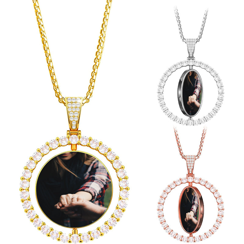 Personalized Heart Pendant Projection Necklace,Memorial Picture Necklace,Custom Necklaces Anniversary Gifts for Her