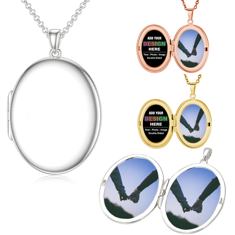 Personalised Sterling Silver Six Photo Locket Necklace: Engraved Memory Necklace