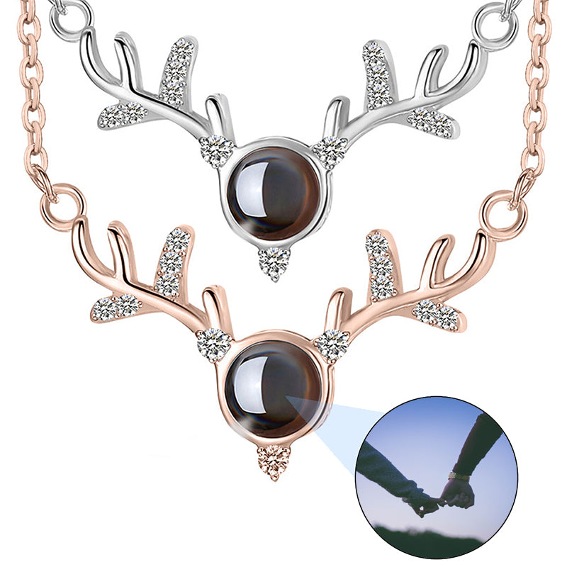 David Star Projection Photo Necklace in / Silver / Rose , CZ Personalized Photo Necklace Sterling Silver Custom Girlfriend Choker