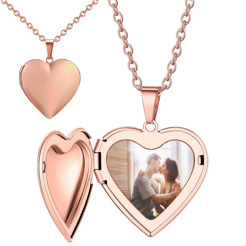 Laser Engraved Necklace w/Heart | Custom Engraved Necklace, Engraved Pendant | Square Necklace, Tag Necklace, Simple Rose Necklace