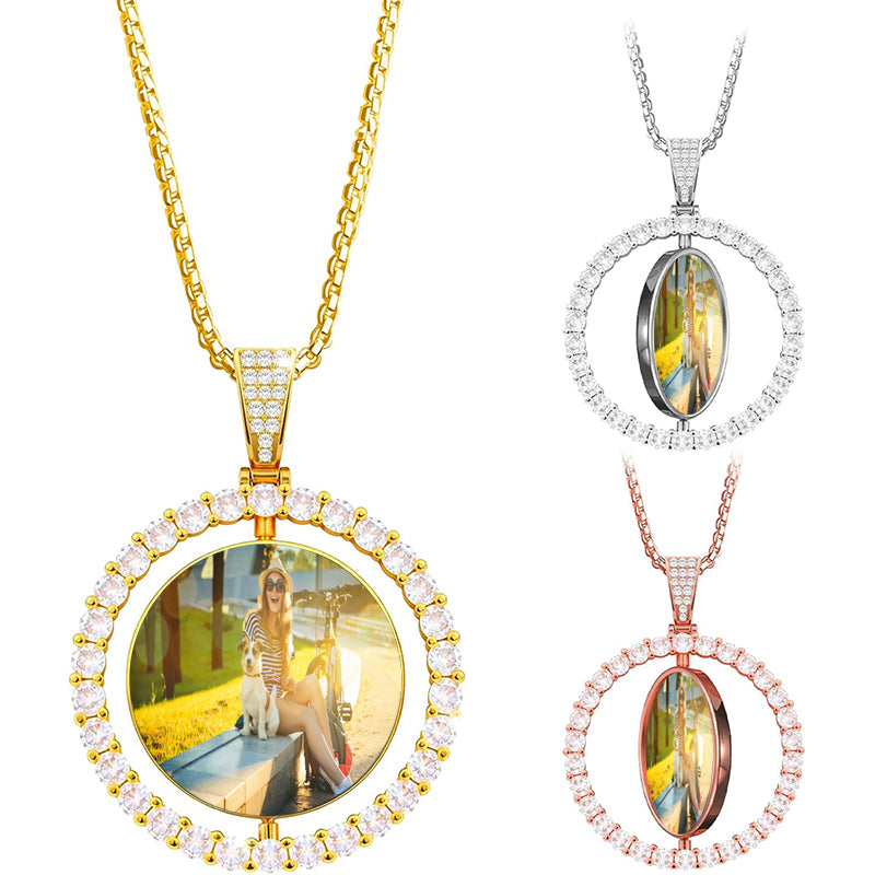 Diamond Studded Photo Pendant: Custom Iced Hip Hop Necklace