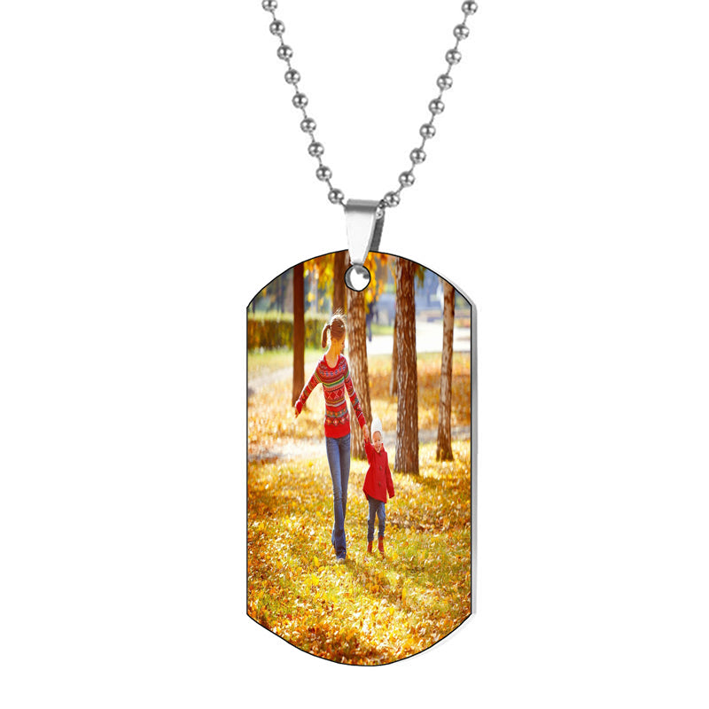 Custom Engraved Photo Necklace, Sterling Silver: Personalized Memorial Jewelry Gift