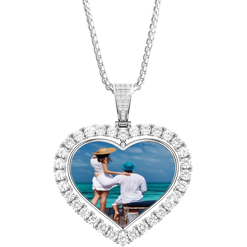 Custom Photo Necklace With Heart,Personalized Picture Necklace,Gemstone Jewelry,Christmas Gift,Birthday Gifts