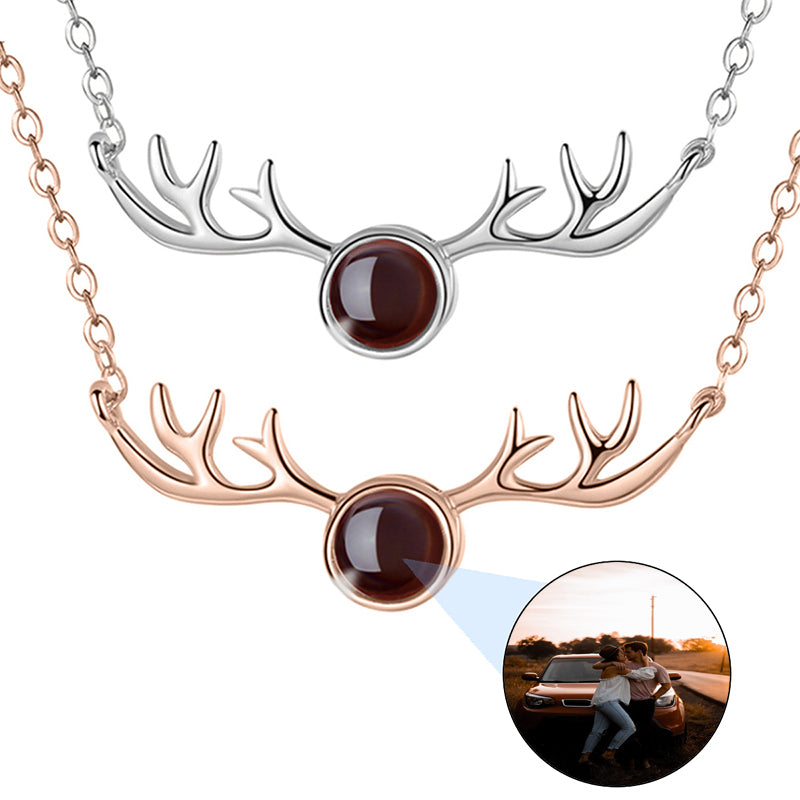 Double Round Bead Photo Projection Birthstones Necklace, Personalized Layered Photo Necklace, Memorial Photo Pendant, Valentine Day Gift