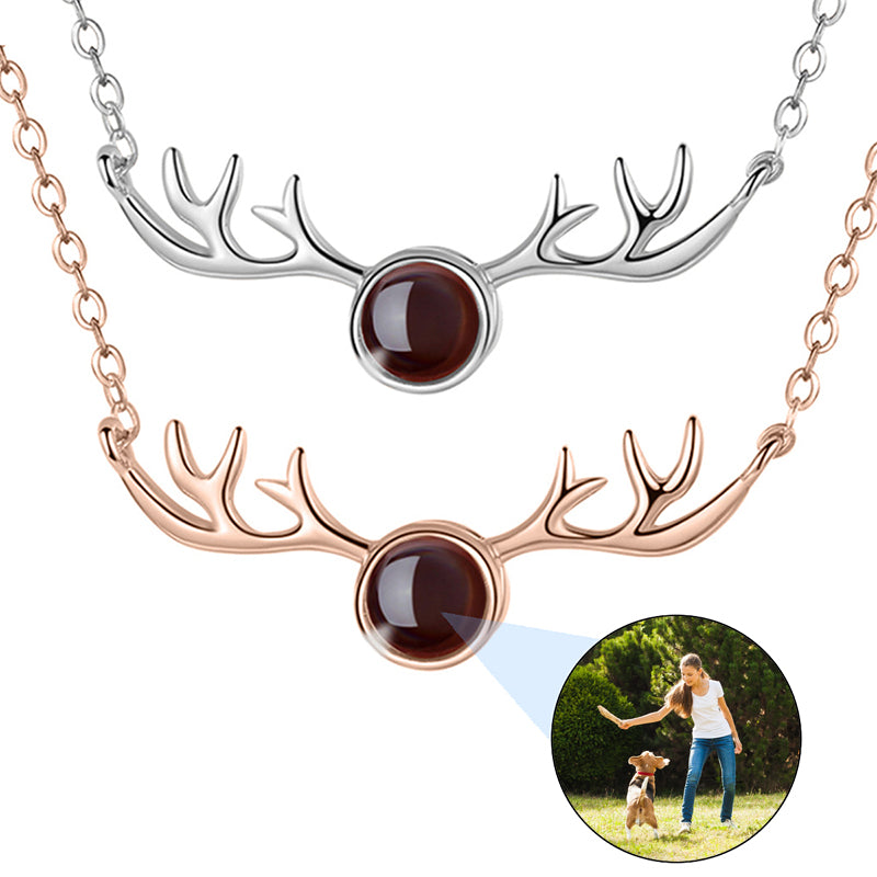 Personalized Rhinestone Photo Necklace: Rose , Silver,