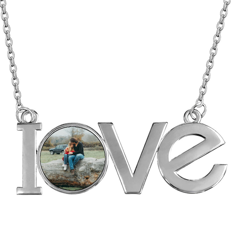 Custom Disk Coin Necklace, Personalized Circle Tag for Initials, Dates, Symbols | Fill, Sterling Silver | LN213_V