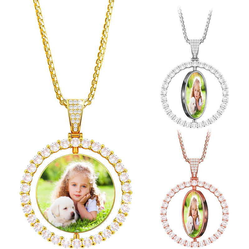 Personalized Photo Locket Necklace: Handmade Daisy Polymer Clay Pendant