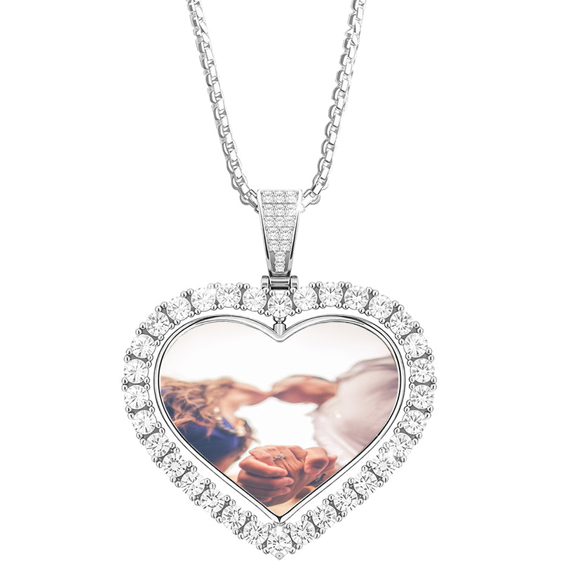 Custom Photo Necklace for Men Women, Stainless Steel Black Color Dog Tag - Personalized Text Engraved Memory Heart/Round Square Shaped Picture Pendant Necklaces Lover Gift Mothers Fathers Day