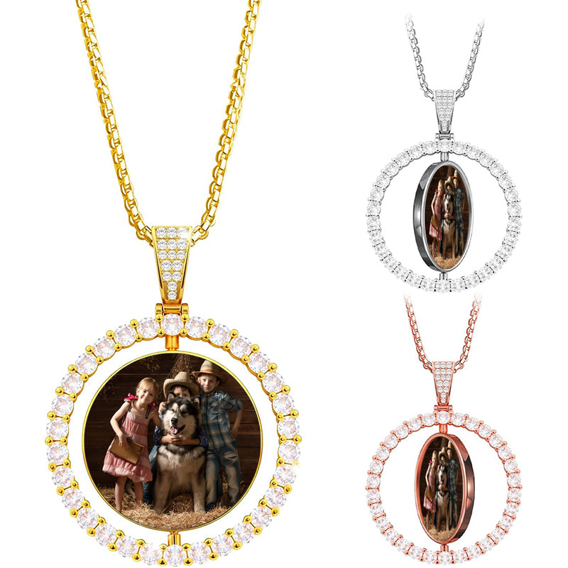 Personalized 2 Photo Birth Flower Locket Necklace Stainless Steel Custom Full Color Photo Oval Pendant Engraved Picture Locket Necklace Memorial Jewelry Gift for Women