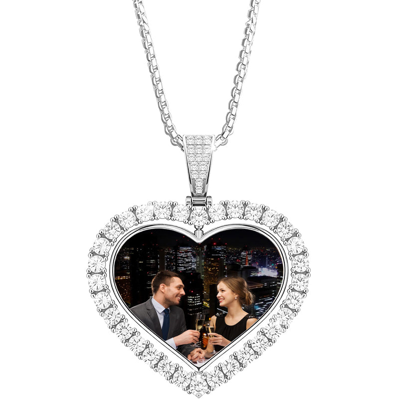Personalized Picture Projection Necklace for Women - Custom Photo Love Heart Pendant - Customized Portrait Jewelry - Birthday Anniversary Memorial Gifts for Her