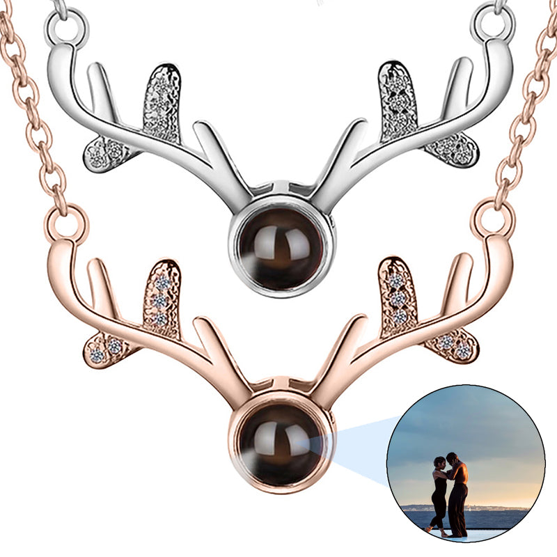 Birth Month Flowers Bouquet Necklace, Personalized Floral Necklace with Photo, Projection Picture Necklace, Birth Flowers Charm Necklace