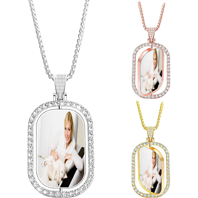 Personalized Photo Necklace, Reversible Locket Necklace, Custom Engraved Picture Pendant, Gift for Mom, Couple Necklace