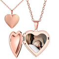Personalized Heart Locket Necklace - Custom Photo Locket with Engraved Initial - Silver//Rose Keepsake - Memorable Gift for Her