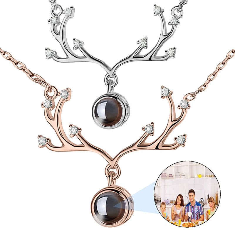 PERIMADE Moon Photo Projection Necklace ? Personalized Picture Inside Pendant ? Minimalist Pet Memorial Jewelry ? Trendy Best Friend Gift