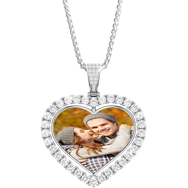 Personalized Pet Photo Necklace, Custom Photo Charm Projection Necklace Dog Cat Paw Pendant Pet Memorial Jewelry